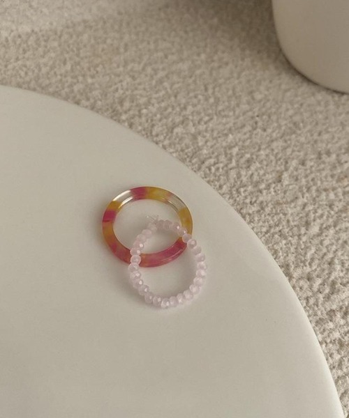 yu-ka 指輪 リング YU-KA:レジン＆ビーズリング 2セット resin＆ beads