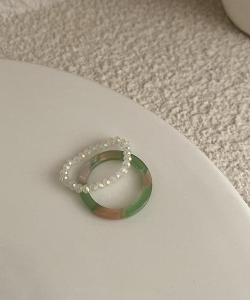 yu-ka 指輪 リング YU-KA:レジン＆ビーズリング 2セット resin＆ beads
