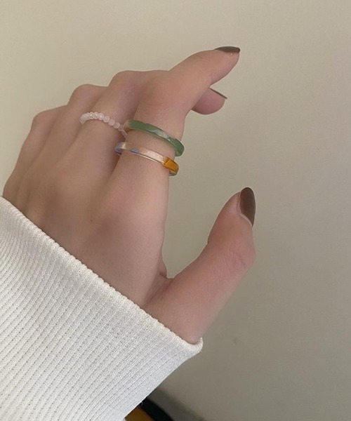 yu-ka 指輪 リング YU-KA:レジン＆ビーズリング 2セット resin＆ beads