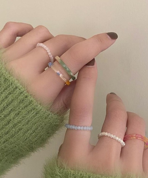 yu-ka 指輪 リング YU-KA:レジン＆ビーズリング 2セット resin＆ beads