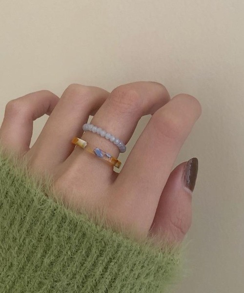 yu-ka 指輪 リング YU-KA:レジン＆ビーズリング 2セット resin＆ beads