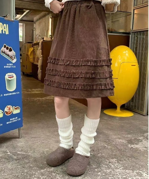 スカート コーデュロイミディ丈フリルテープスカート | LACーVERT | 05