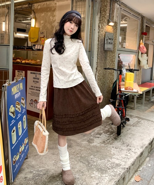 スカート コーデュロイミディ丈フリルテープスカート | LACーVERT | 16