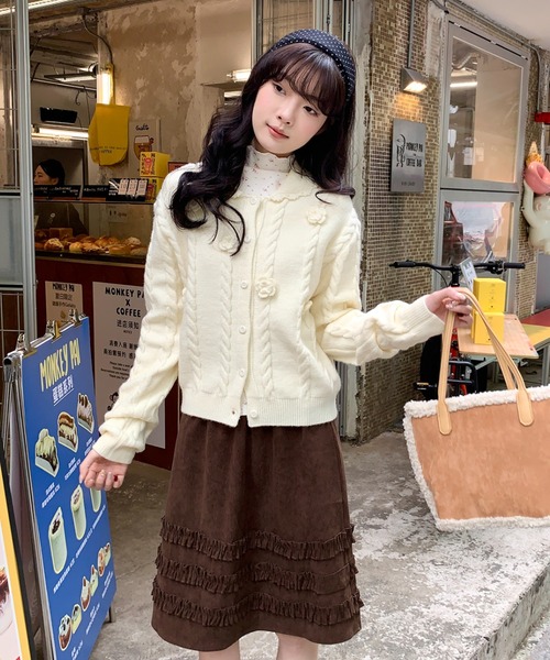 スカート コーデュロイミディ丈フリルテープスカート | LACーVERT | 08