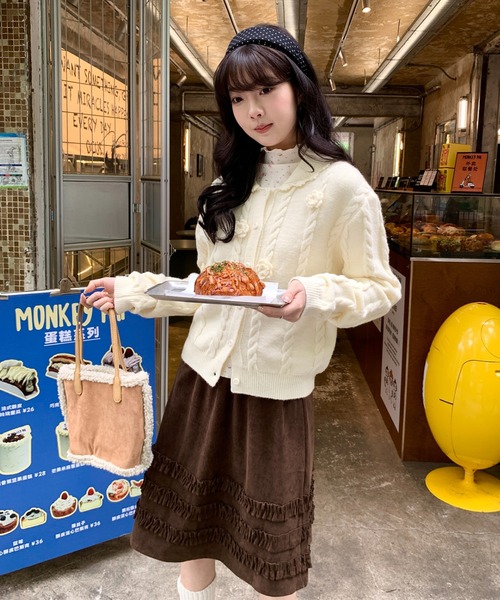 スカート コーデュロイミディ丈フリルテープスカート | LACーVERT | 09