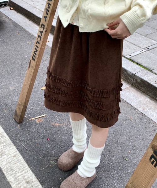 スカート コーデュロイミディ丈フリルテープスカート | LACーVERT | 11