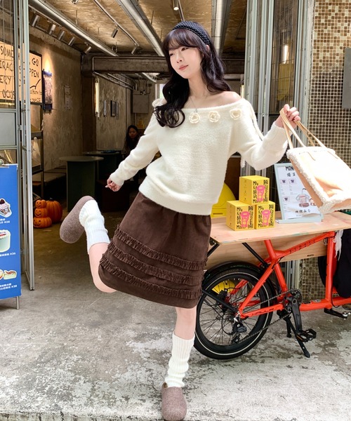 スカート コーデュロイミディ丈フリルテープスカート | LACーVERT | 17