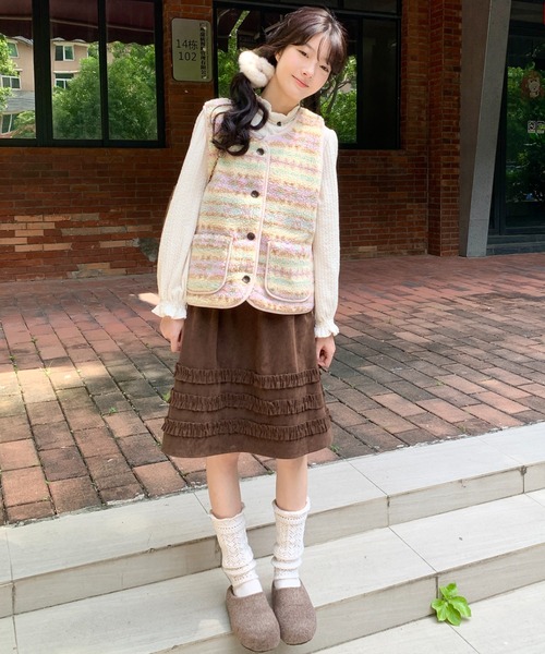 スカート コーデュロイミディ丈フリルテープスカート | LACーVERT | 13