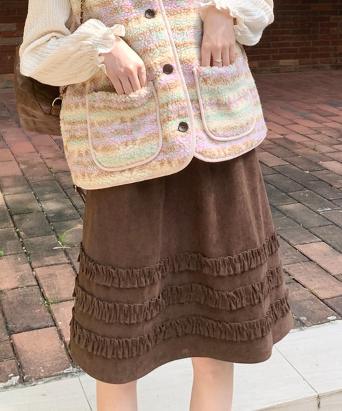 スカート コーデュロイミディ丈フリルテープスカート | LACーVERT | 14