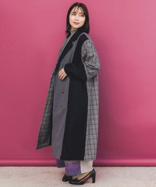 新品 未使用　iS ScoLar 　イズスカラー 蝶 刺繍 異素材 コート iS ScoLar（イズスカラー） トレンチコート コート 553269：バラ刺繍