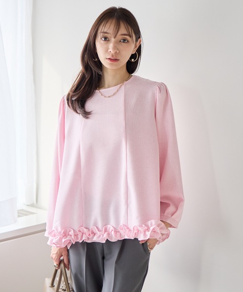 Neige（ネージュ） tシャツ バックリボンツイードフリルトップス