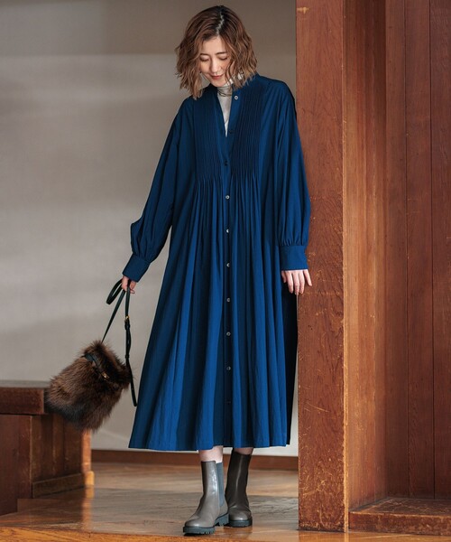 「23区」 長袖ワンピース 36 ベージュ レディース_画像2