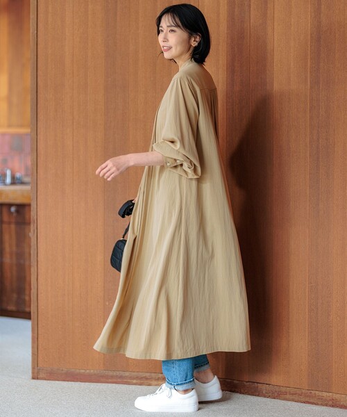 「23区」 長袖ワンピース 36 ベージュ レディース_画像5