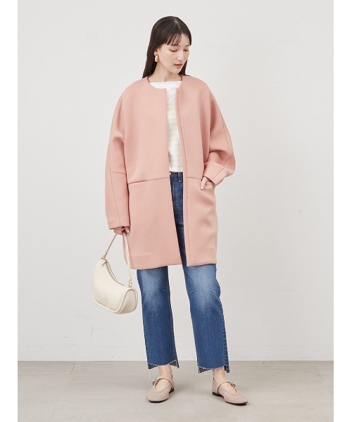 【ほぼ新品】エムドゥ　ウール90％ノーカラーコート　ピンク36 Mila Owen（ミラオーウェン） ノーカラーコート 0 ピンク レディース