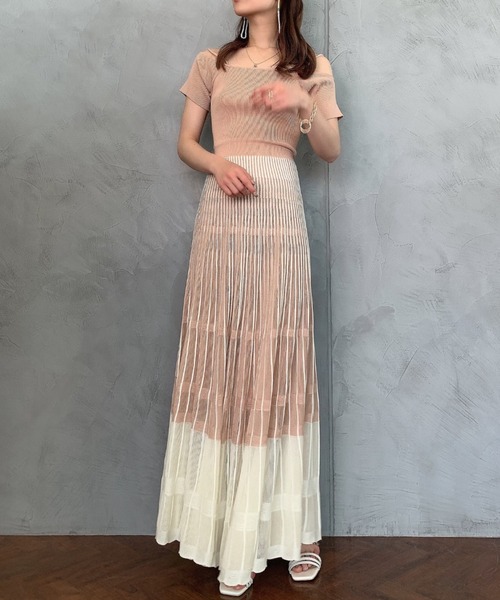 「EIMY ISTOIRE」 ニットワンピース FREE コーラルピンク レディース_画像5