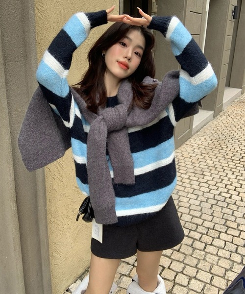 LYEON（リヨン） ニット セーター マルチボーダーニット レディース