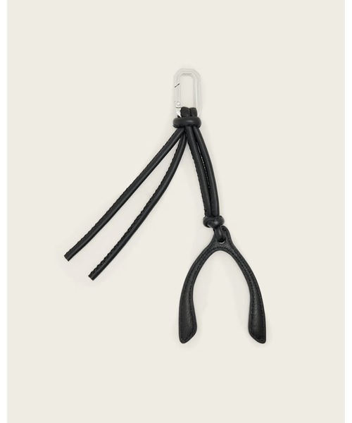 A&SMONTBLANC キーリング ブラック ALLSAINTS（オールセインツ） キーホルダー WISHBONE LEATHER KEYRING