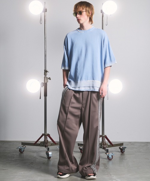 ワイドパンツ スウェットパンツ ジャージ メンズ レディースの画像