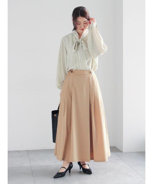 veritecoureコットン タイプライター タックフレアスカート 極美品❣️ Te chichi（テチチ） ロング スカート タイプライタータックフレア