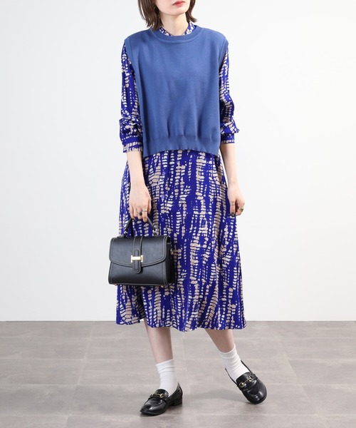 ネメス　ヴィンテージ　ベストワンピース ワンピース 夏 A.N.L ニットベスト×ワンピースセット 長袖 : ZOZOTOWN