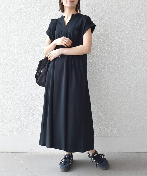 ワンピース SHIPS any:「接触冷感/汗染み防止加工/洗濯機可能」スキッパー Aライン ワンピースの画像