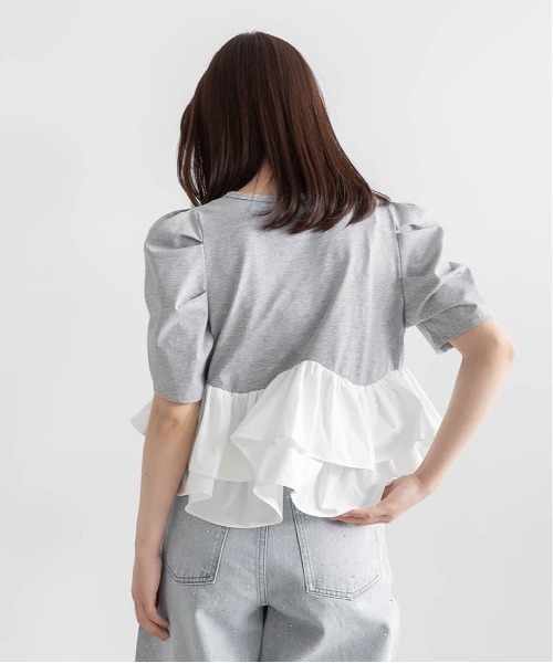 tシャツ タフタフリルペプラムTシャツ レディースの画像