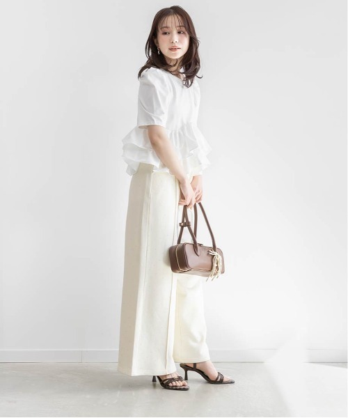 tシャツ タフタフリルペプラムTシャツ レディースの画像