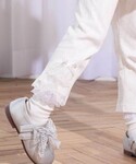 レギンス スパッツ 裾チュールレース7分丈レギ...の詳細画像2