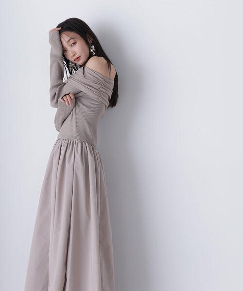 「NATURAL BEAUTY BASIC」 長袖ワンピース MEDIUM ブラック レディースの画像