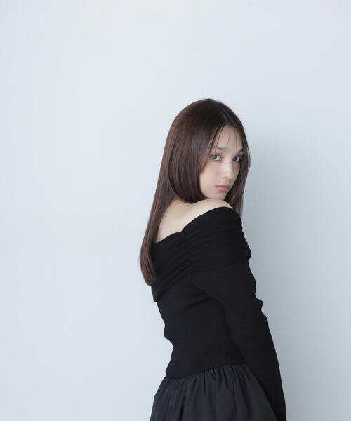 「NATURAL BEAUTY BASIC」 長袖ワンピース MEDIUM ブラック レディースの画像