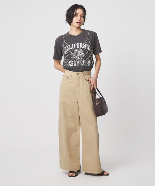 ワイドパンツ ジーンズ デニム デニムパンツ 「スタイリスト兵藤千尋さんコラボ」ワイド ライト デニム 接触冷感 レディースの画像