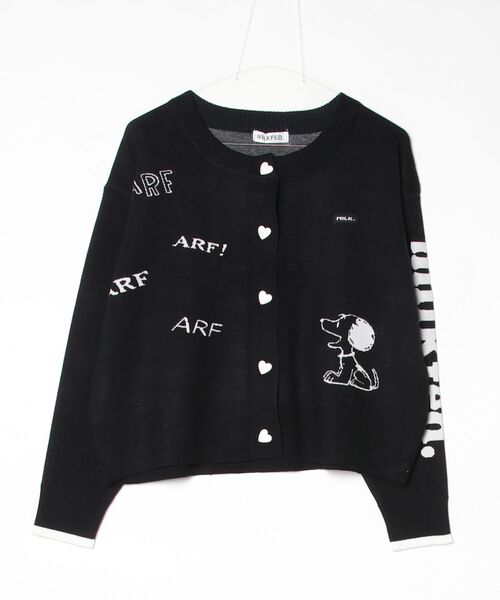 「PEANUTS」 ニットカーディガン「MILKFED.コラボ」 ONE SIZE ブラック レディースの画像