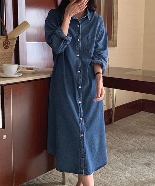 「DAY CLOSET」 シャツワンピース ONE SIZE ブルー レディース_画像2