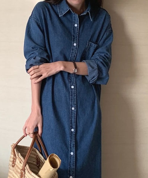 「DAY CLOSET」 シャツワンピース ONE SIZE ブルー レディース_画像5