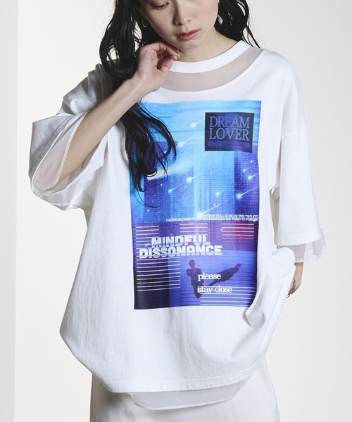 OKIRAKU（オキラク） tシャツ 半袖 (OKIRAKU×ROSEBUD)MESH MIX GRAPHIC