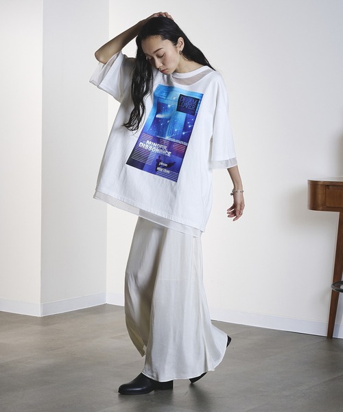 OKIRAKU（オキラク） tシャツ 半袖 (OKIRAKU×ROSEBUD)MESH MIX GRAPHIC