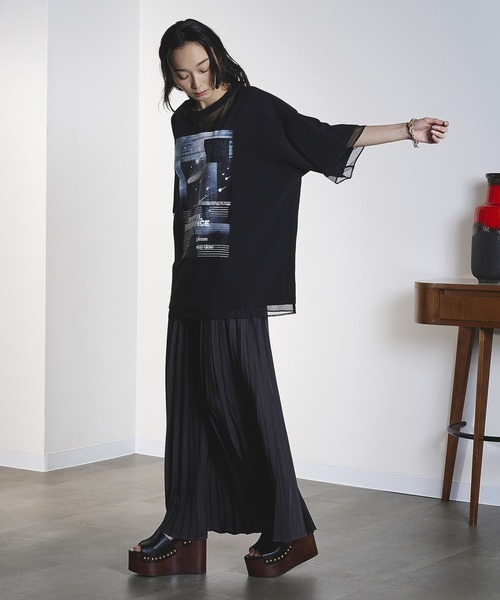 OKIRAKU（オキラク） tシャツ 半袖 (OKIRAKU×ROSEBUD)MESH MIX GRAPHIC