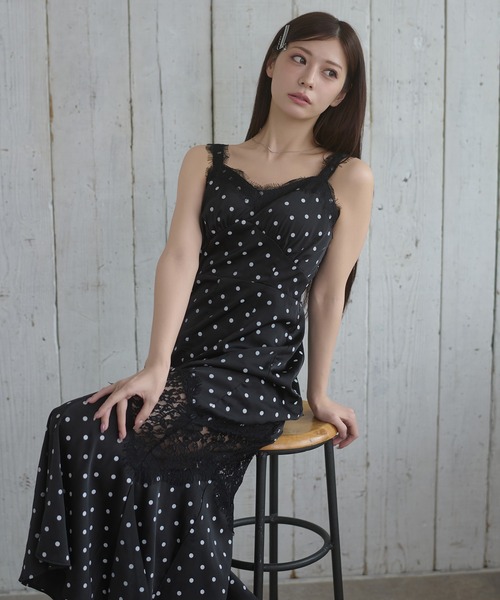Ambre Neige（アンブルネージュ） ワンピース 夏 lace docking dot
