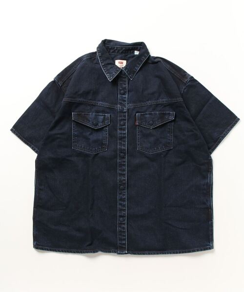 「Levi's」 半袖シャツ S ダークインディゴブルー レディース_画像2