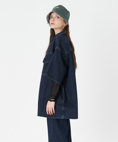 「Levi's」 半袖シャツ S ダークインディゴブルー レディース_画像3