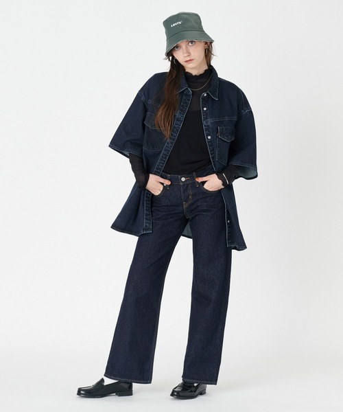 「Levi's」 半袖シャツ S ダークインディゴブルー レディース_画像7
