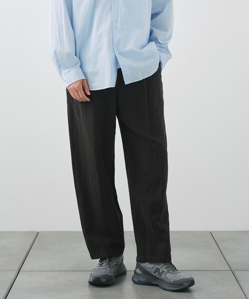 ワイドパンツ パンツ 「ATON / エイトン」COTTON LINEN VOILE LOOSE FIT PANTS メンズの画像