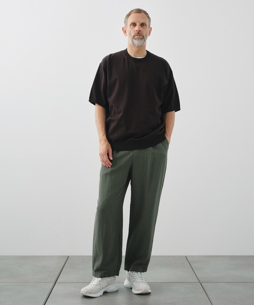 ワイドパンツ パンツ 「ATON / エイトン」COTTON LINEN VOILE LOOSE FIT PANTS メンズの画像