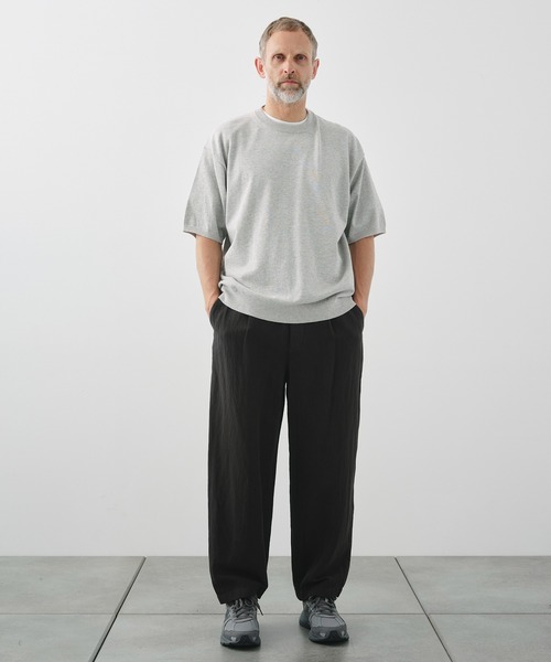ワイドパンツ パンツ 「ATON / エイトン」COTTON LINEN VOILE LOOSE FIT PANTS メンズの画像