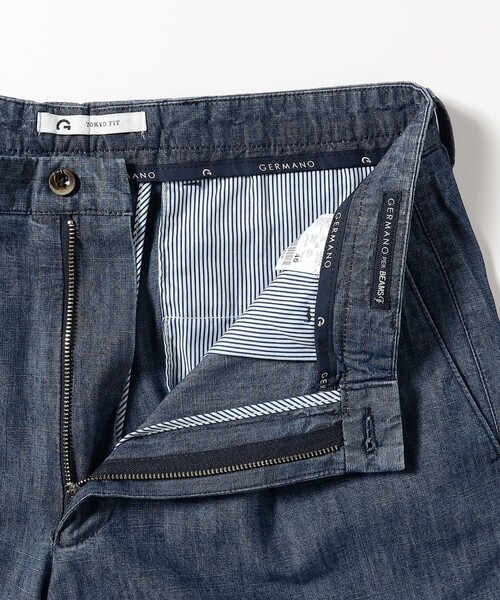 ハーフパンツ パンツ 「別注」GERMANO / コットン デニム 1プリーツ ショーツ メンズの画像