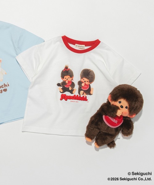 branshes（ブランシェス） tシャツ 「モンチッチ」リンガー半袖Tシャツ