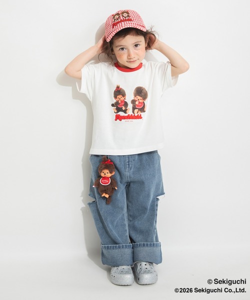 モンチッチ赤い帽子とよこじま⚓マークのTシャツの子 branshes（ブランシェス） tシャツ 「モンチッチ」リンガー半袖Tシャツ