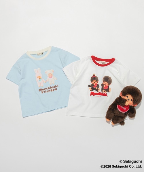 branshes（ブランシェス） tシャツ 「モンチッチ」リンガー半袖Tシャツ