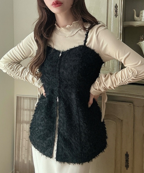 「Meiru」 キャミソール MEDIUM ブラック レディース_画像6