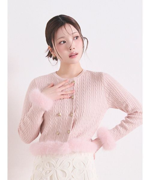 CELFORD（セルフォード） カーディガン カシミア混ファートリムニット